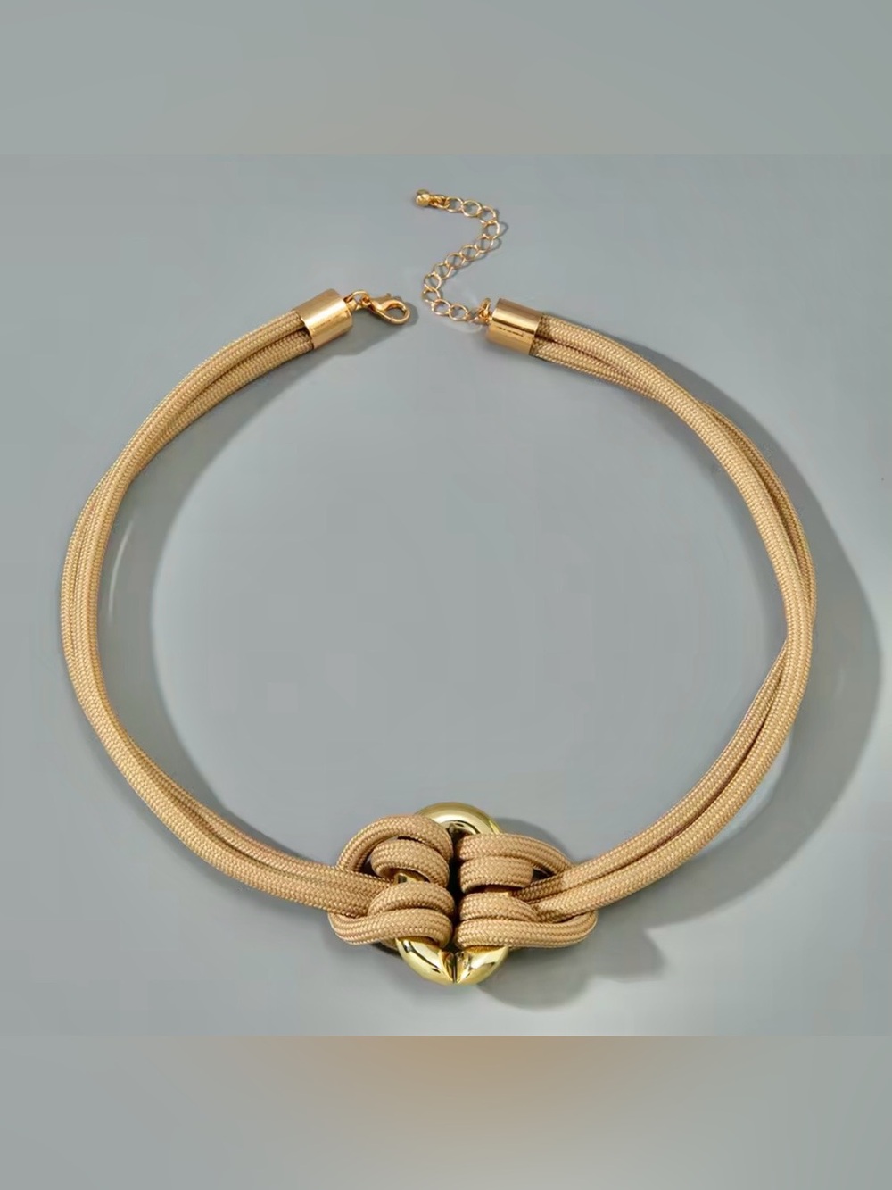 NEW Gold-Tone & Beige Knot Statement Necklace